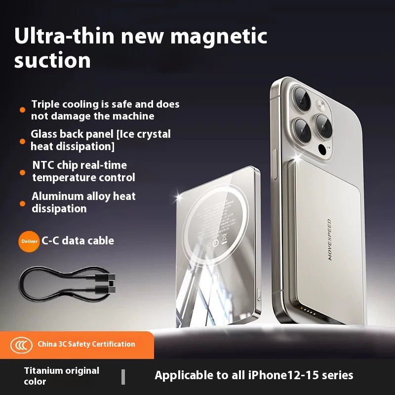 Banco de Energía Inalámbrico Magnético Portátil MagSafe - 5000mAh Ultra Delgado